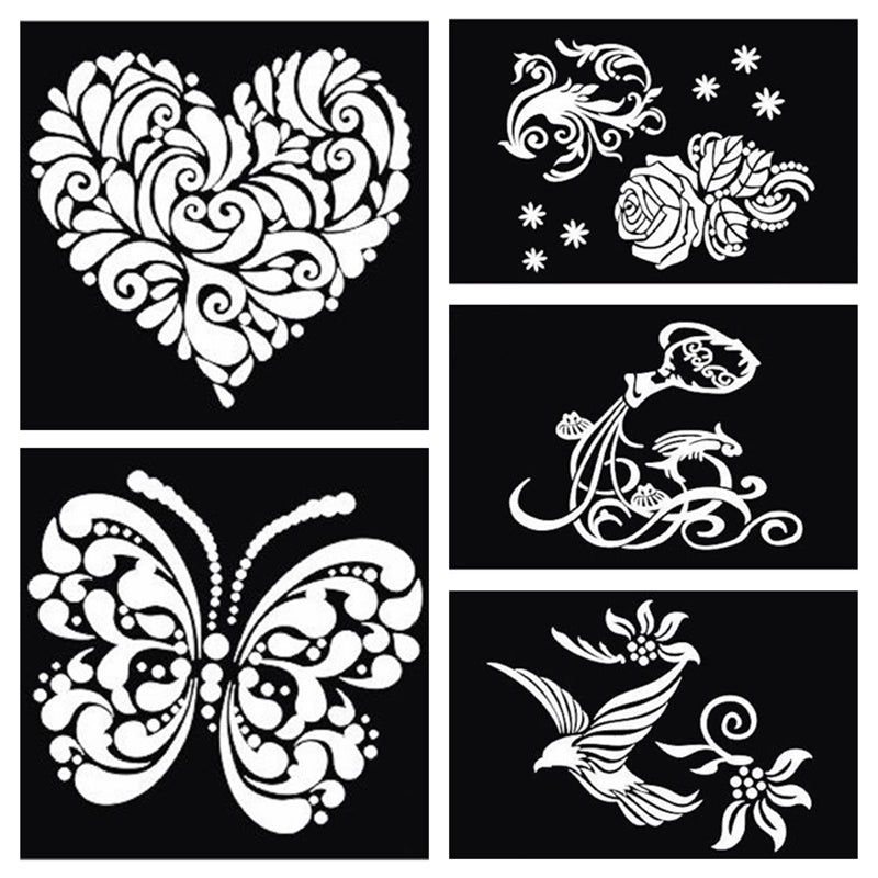 Tribal Butterfly  Heart T Dragon  Bird Large Airbrush Tattoo Stencil For  Body Paint, Glitter Stencils